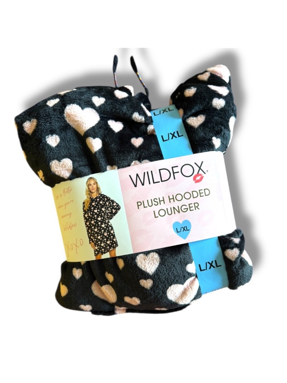Wildfox Womens Hooded Plush Lounger Heart Print L/XL